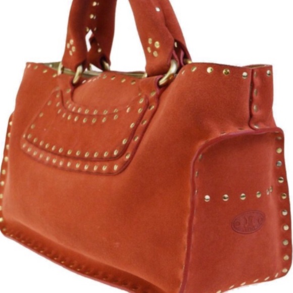 SOLD! Celine Boogie Coral Suede Gold Studded Bag - Picture 3 of 8